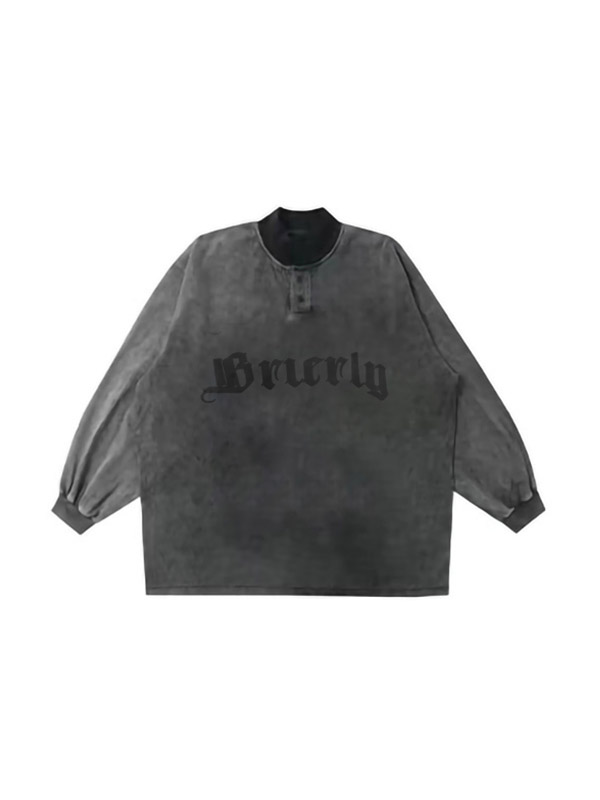 Herren-Sweatshirt mit Distressed-Kragen-Ausschnitt und Kreuzdruck-1