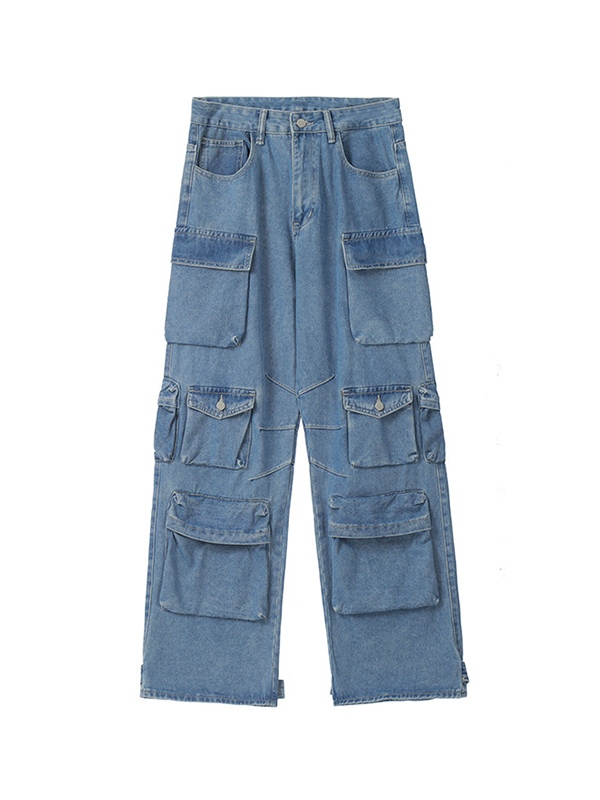 Hip Pop Cargo-Jeans mit mehreren Taschen für Herren-4