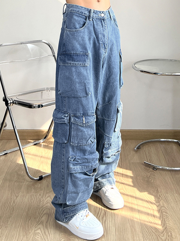 Hip Pop Cargo-Jeans mit mehreren Taschen für Herren-2