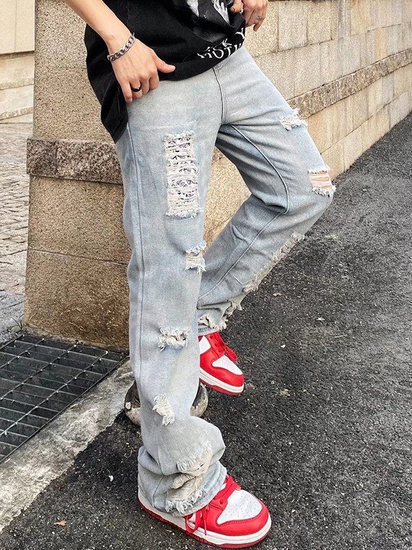 Zerrissene Knöchelschlagjeans für Herren-3