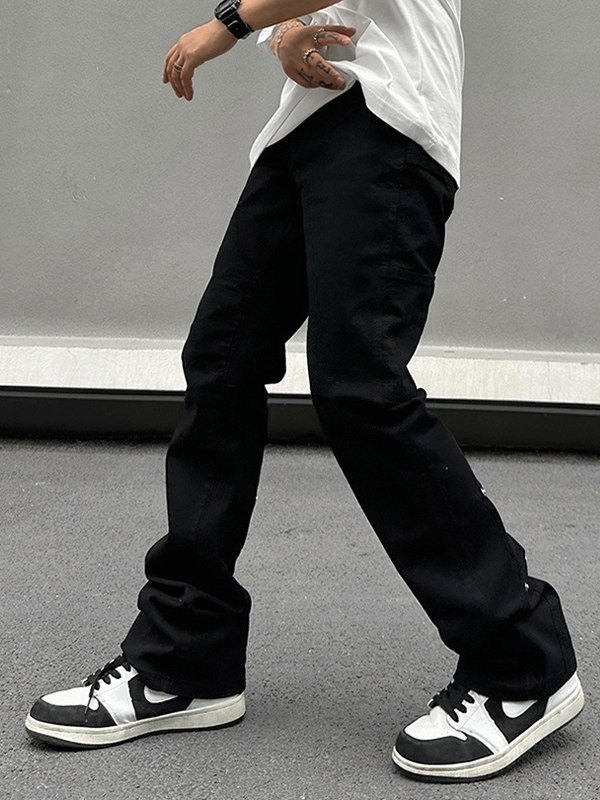 Herren-Jeans mit Metallverzierung und geradem Bein-2