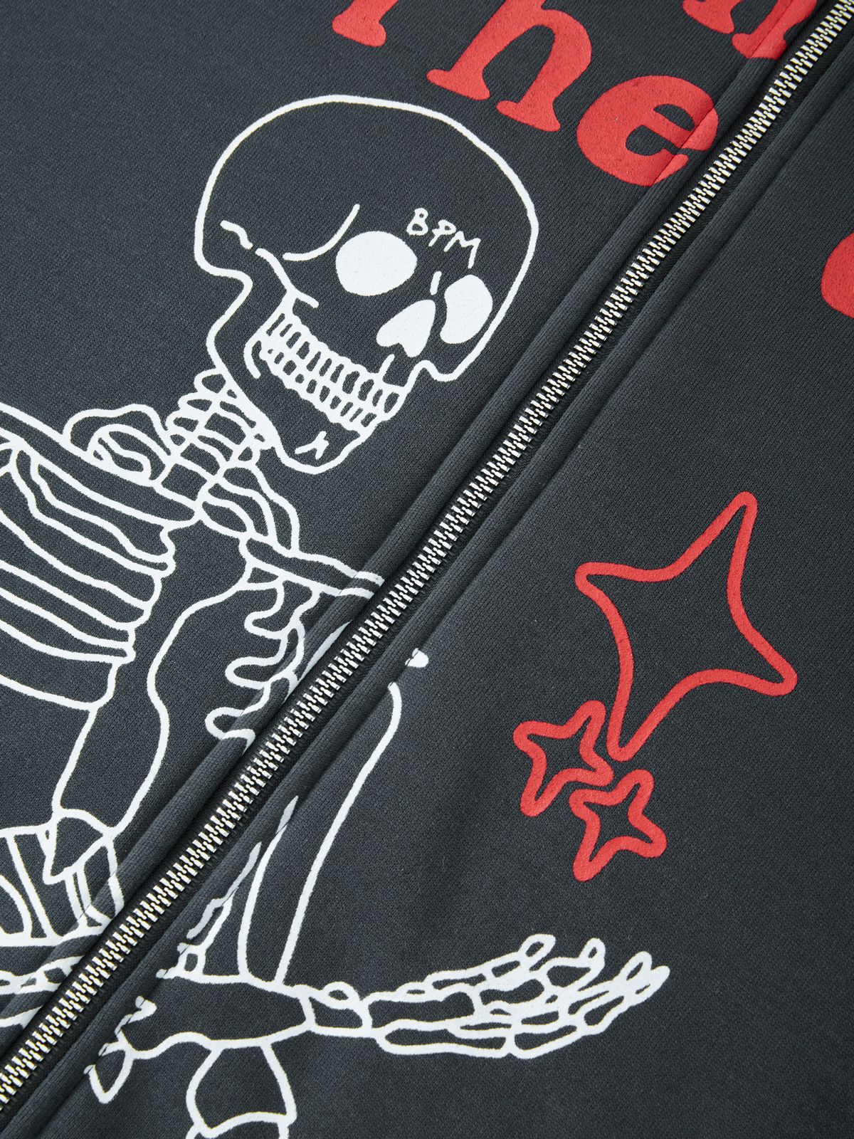 Herren-Hoodie mit Reißverschluss und Buchstabe-Schädel-Grafik-6