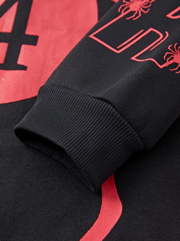 Kontrastfarbener Herren-Hoodie mit Spinnennetz-Print-4