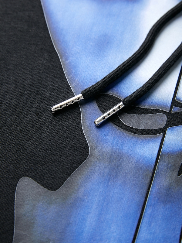 Übergroßer Kapuzenpullover mit Rock-Charakter-Print für Herren-4