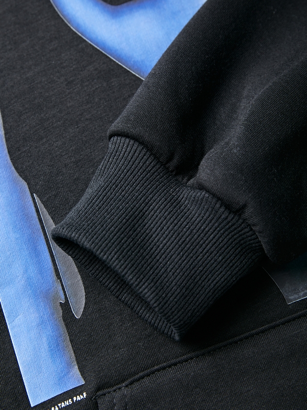 Übergroßer Kapuzenpullover mit Rock-Charakter-Print für Herren-6