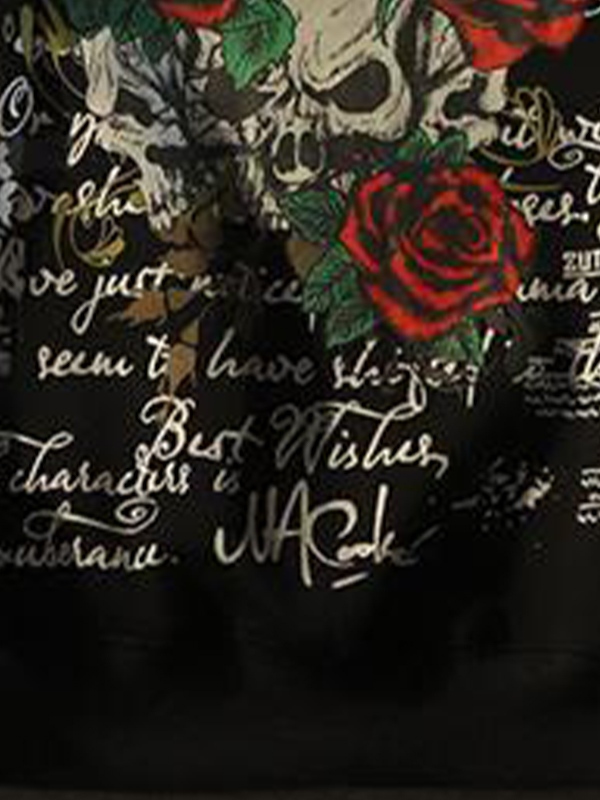 Übergroßer Kapuzenpullover mit Gothic-Rosenschädel-Print für Herren-1